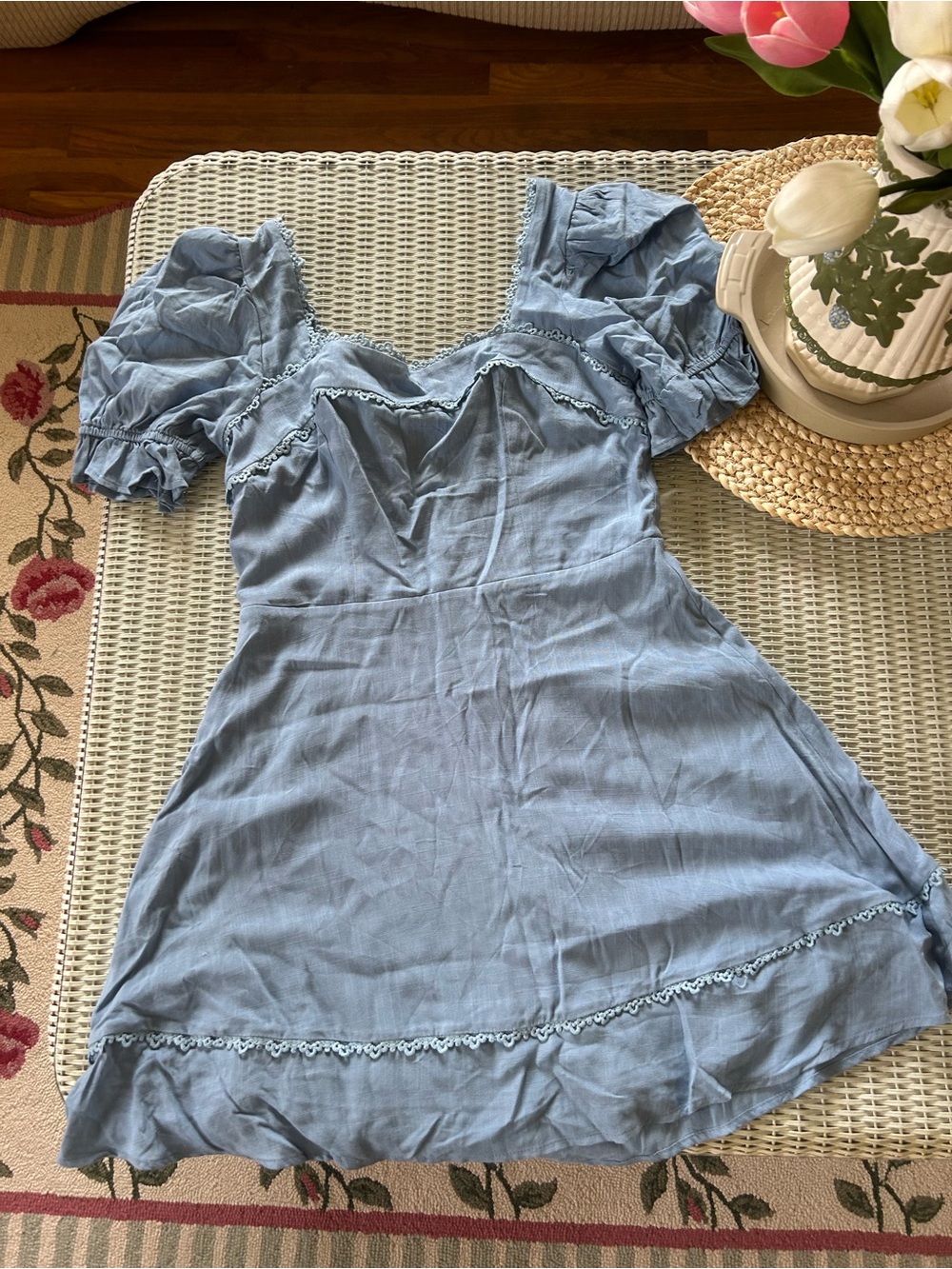 B Darlin Light Blue Puff Sleeve Midi Dress
